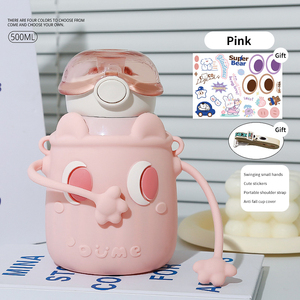 Regalos Novedosos <span class=keywords><strong>Kawaii</strong></span> para Niños y Niñas, Vaso Térmico de Acero Inoxidable 316 de 500 ml, Portátil, para Estudiantes, Niños, con Pajita - Product Image 4