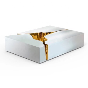 Mesa de <span class=keywords><strong>centro</strong></span> de acero inoxidable con diseño dorado para el hogar, mueble moderno nórdico de lujo con troncos y raíces de árbol para sala de estar - Product Image 2