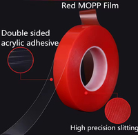 Cinta Adhesiva de PET MOPP de Doble Cara Transparente con Película Roja de 100m 205m, Adhesivo Fuerte para Uso Automotriz, Resistente a Altas Temperaturas