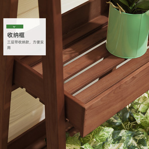 Solid wood balcony flower rack, floor-standing folding green plant <b>storage</b> rack, outdoor shop decoration, entrance blackboard, - Product Image 4