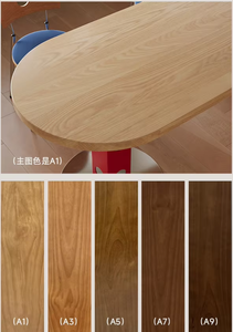 Tavolo da Pranzo con Piano in Legno Massello Stile Memphis, Tavolo Ovale con Base in Metallo Colorato Creativo, Arredamento Moderno per Sala da Pranzo - Product Image 4