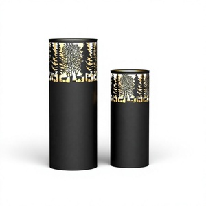 Portavelas cilíndrico de hierro para mesa, decoración navideña, farol vintage de hierro laminado, diseño personalizado - Product Image 1