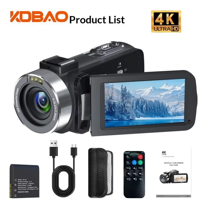 Kdbao Cross-border 4K HD Digital Camcorder Handheld DV Outdoor Travel Swiveling 3.0-inch Screen Professional-Grade Photography