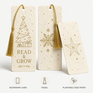 Tarjeta Marcapáginas Navideña con Papel Sembrable, Tarjetas <span class=keywords><strong>de</strong></span> Felicitación Plantables, Marcapáginas con Borla, Venta al por Mayor, Tarjeta Marcapáginas Ecológica <span class=keywords><strong>de</strong></span> <span class=keywords><strong>Navidad</strong></span> - Product Image 1