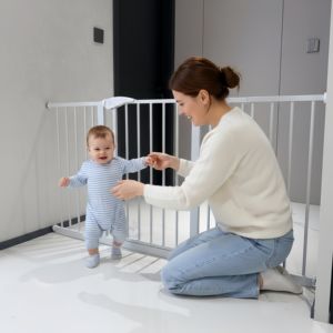 Barrière Rétractable pour <span class=keywords><strong>Chien</strong></span> en Métal et ABS de Haute Qualité, Style Moderne, Pliable, Garde-corps pour Animaux, Motif Animalier Solide, Barrière de Sécurité pour Bébé - Product Image 1