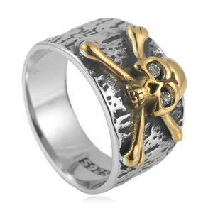 Skull <b>Ring</b> Stainless Steel Men's Punk Style Geometric Skeleton Design Party Jewelry 24019 - Product Image 1