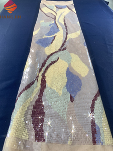 Holograma multicolor, colores mezclados, <span class=keywords><strong>tela</strong></span> de encaje de lentejuelas de Piano, bordado nigeriano, secuencia brillante, <span class=keywords><strong>tela</strong></span> de <span class=keywords><strong>tul</strong></span> vendida <span class=keywords><strong>por</strong></span> yarda - Product Image 3