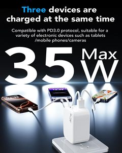 <span class=keywords><strong>3</strong></span> केबल के साथ 1 रिट्रेटेबल वॉल चार्जर, 40w usb के साथ 40w फास्ट रिट्रेटेबल फोन चार्जर वॉल प्लग और 20w प्रकार सी पोर्ट के साथ - Product Image 5