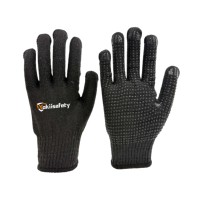 Guantes de Algodón Absorbentes de Sudor con Puntos de PVC Negros Antideslizantes para Ensamblaje
