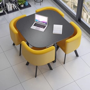 Estilo minimalista moderno: la elegante combinación <span class=keywords><strong>de</strong></span> mesas y sillas <span class=keywords><strong>de</strong></span> cuero negro. - Product Image 3