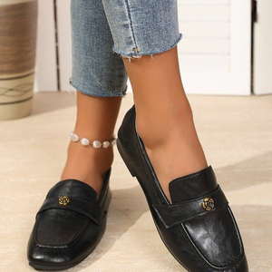 <span class=keywords><strong>Mocasines</strong></span> de Punta Cuadrada para <span class=keywords><strong>Mujer</strong></span>, Tacón de Cuña, Decoración con Botón Metálico Rosa, Zapatos Sin Cordones, Calzado Elegante e Informal para Oficina - Product Image 2