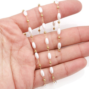 Stainless Steel Pearl Chain 18k Gold Plated High Quality DIY <b>Bag</b> Lighting Decorative Chain For Clothing <b>Accessories</b> - Product Image 3