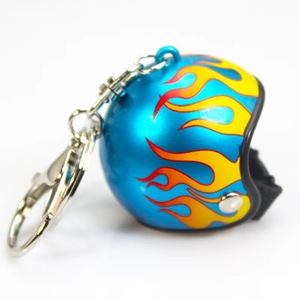 <b>Mini</b> <b>Motorcycle</b> Helmet Keychain Creative Electroplating Flame Pattern Helmet Key Ring Backpack Pendant Fashion Car Key Wholesale - Product Image 4