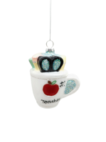Ornements de Noël en verre faits à la main, verres à whisky/gin imitation antique, tasses à latte, mugs à motif floral pomme d'enseignant, finition vintage