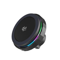 Support de chargeur de voiture sans fil rapide Qi2 25W avec ventilateur de refroidissement actif magnétique, support de téléphone pour grille d'aération, lumière RGB, rotation à 360° pour iPhone