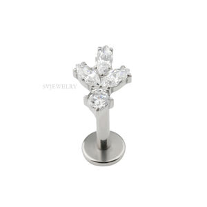 Desainer gaya baru tindik bibir Titanium dioksida perhiasan tindik kuku bibir perak - Product Image 1