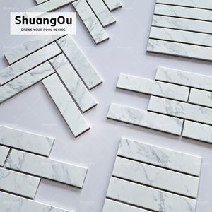 97x97mm phòng tắm Carrara gạch khảm đá cẩm thạch Nhà cung cấp sứ tráng men chống trượt ngoài trời vuông gạch khảm đá cẩm thạch - Product Image 6