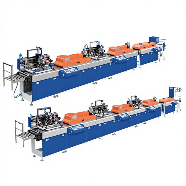 Automatic New Screen Printing Machine 790x280mm Print Area Three-Color Capability for Shoe Labels Satin Ribbons Trademarks