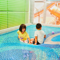 Estructura de Juego Interior de Cuerda Tejida a Mano con Múltiples Niveles, Tobogán y Piscina de Pelotas para Centros de Juego Infantiles