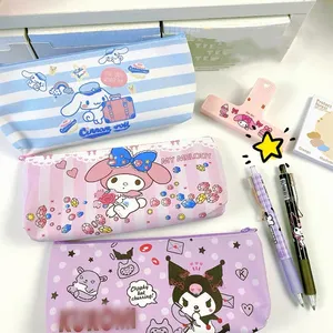 Kawaii sanrios pu pochette à crayons kulomis mélodie cannelle trousse à crayons pochette mignonne papeterie enfants cadeaux bonjour mes chatons trousse à crayons