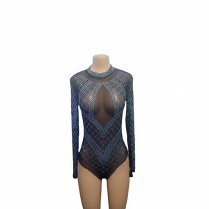 Combinaison en strass transparente en gros pour femmes, style club sexy avec imprimé pailleté pour les événements et spectacles de mode estivaux - Product Image 2