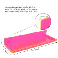 Étagères flottantes en plastique rose fluo, lot de 1, 16,5x5,5 pouces, rangement de bureau, écologiques, 5 mm d'épaisseur, montage facile pour chambre à coucher