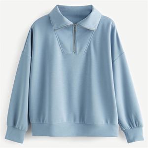 Women's Custom Solid Quarter Zip Sweatshirt Loose Fit <b>Wide</b> <b>Leg</b> <b>Joggers</b> Autumn Casual 2-Piece Knitting Outfits Long Tops - Product Image 2