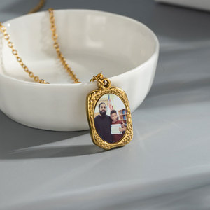 สร้อยคอจี้กรอบรูปสแตนเลสสตีล 316L ชุบทอง 14k 18k แบบกำหนดเอง DIY ดีไซน์สวยงาม สำหรับผู้หญิงและผู้ชาย - Product Image 3