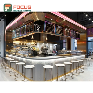 Durable Coffee Display Cabinet Laminate Wood Finish Coffee Bean Display Area Commercial Cafe Cabinet - Product Image 1