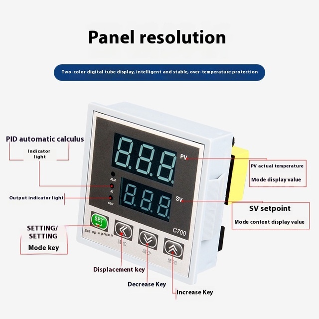 TUOBANG PID Smart Temperature Controller REX-C700 72-Sided Frame-Type Digital Thermostat for Industrial Packaging Machine