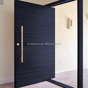 Porte pivotante extérieure en bois massif de noyer noir américain Porte d'entrée moderne pour villa Porte principale pivotante en bois pour maison - Product Image 2