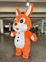 Costume de mascotte gonflable Happy Sky Lapin Orange/Lapin de Pâques pour adulte unisexe pour Halloween et Pâques