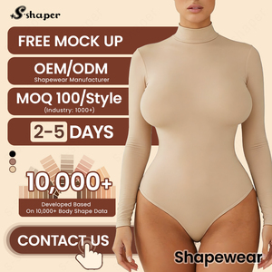 Body sculptant sans couture S-SHAPER pour femme, à manches longues, en nylon et élasthanne, effet <span class=keywords><strong>push</strong></span>-<span class=keywords><strong>up</strong></span> fessier, compression, fabriqué sur mesure - Product Image 1