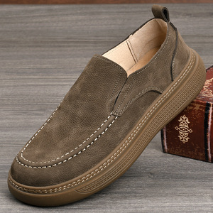 Chaussures rétro pour hommes en cuir de vache, bout rond, à lacets, respirantes, semelle extérieure en caoutchouc, semelle intermédiaire en EVA, toutes saisons, chaussures robustes - Product Image 1
