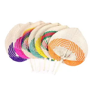 1PC Bamboo Palm Leaf Hand-woven Hand Fan Home Decoration Size 30*40cm Handmade Straw Woven Fans Craft Summer Cooling Fan