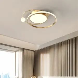 Gold Black Circle Modern Led Ceiling Lights For Bedroom Living Room Indoor Ceiling Lamp Fixture