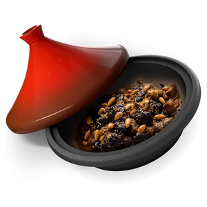Marmite à <span class=keywords><strong>tajine</strong></span> marocaine <span class=keywords><strong>en</strong></span> <span class=keywords><strong>fonte</strong></span> <span class=keywords><strong>émaillée</strong></span> Marmite à <span class=keywords><strong>tajine</strong></span> résistante aux rayures, marmite à <span class=keywords><strong>tajine</strong></span> marocaine pour la cuisson, couvercle <span class=keywords><strong>en</strong></span> forme de cône - Product Image 1