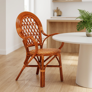 Eco-Friendly Rattan <b>Dining</b> <b>Chair</b> with Armrests Tropical Style Modern Design Stable for <b>Dining</b> Room Home Office & Hotel Use - Product Image 1