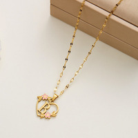 Collier en acier inoxydable QIUHAN plaqué or 18 carats avec pendentif en forme de cœur et lettre A-Z, fleur émaillée, bijoux pour femmes, cadeau pour filles, collier avec 26 lettres