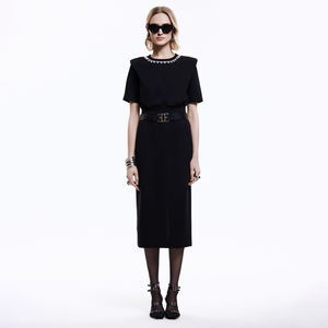 Maglietta in maglia tinta unita da <span class=keywords><strong>donna</strong></span> con collo alto a maglia Casual t-shirt con cintura stagionale Crop Top mezza manica - Product Image 3