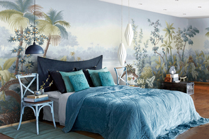 Papel pintado tropical 3D personalizado, papel de pared de paisaje natural pintado a mano, planta de la selva, hojas de árboles, papel pintado de <span class=keywords><strong>Lago</strong></span> Floral - Product Image 2
