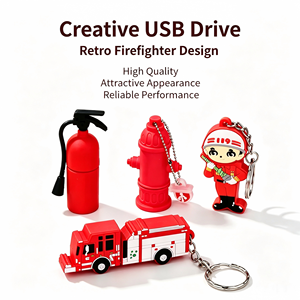Clé USB en forme de camion de pompiers en caoutchouc 2 Go-32 Go, logo et couleurs personnalisés, interface USB 2.0, nouveau produit - Product Image 2