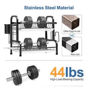 Escurridor de Platos Metálico de Dos Niveles para Encima del Fregadero, de Acero Inoxidable, para Almacenamiento de Vajilla - Product Image 2