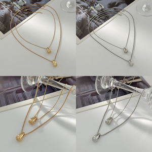 Collier à chaîne fine superposée à deux pendentifs goutte d'eau, <span class=keywords><strong>prix</strong></span> d'usine <span class=keywords><strong>en</strong></span> gros, bijoux de fête pour femmes - Product Image 6