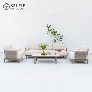 Ensemble de canapés d'extérieur modernes de luxe avec coussins imperméables en corde pour patio, jardin, parc et salon - Product Image 2