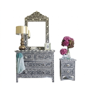 Commode à 4 tiroirs de qualité supérieure avec motif chevron, en bois orange, artisanat, pour salon, décoration moderne de style farmhouse - Product Image 1
