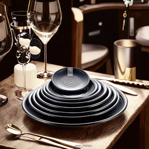 Usine de gros grande taille mat 10 pouces rond noir assiette en mélamine pour restaurants - Product Image 4