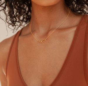 สร้อยคอแบบเรียบง่ายชุบทอง18K สร้อยคอสแตนเลสกันน้ำ - Product Image 4