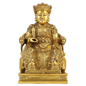 Figura de Dios de la Fortuna en Latón, Estatua Sentada de 12 Pulgadas, Dios de la Riqueza, Adorno Tradicional para el Hogar, Oficina o Escritorio - Product Image 5