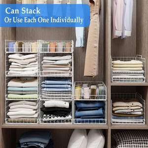 للبيع بالجملة 4 طبقات خزانة فولاذية قابلة للتكديس مع 4 عبوات منظمين وأرفف حديدية لخزانة الملابس وتخزين الطعام - Product Image 2